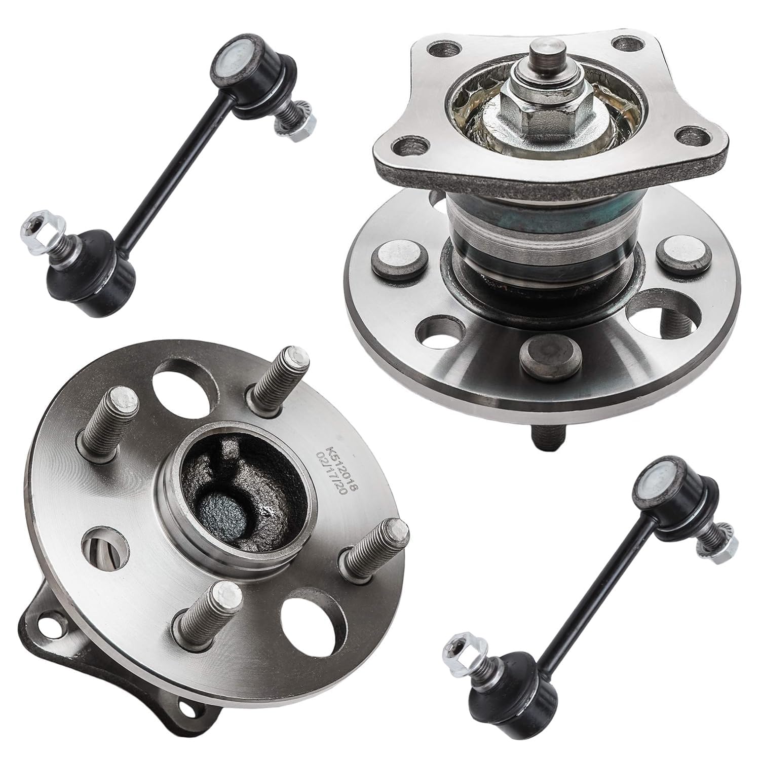 Detroit Axle - Rear 4pc Wheel Bearing Hubs Kit for 1993-2002 Toyota Corolla
