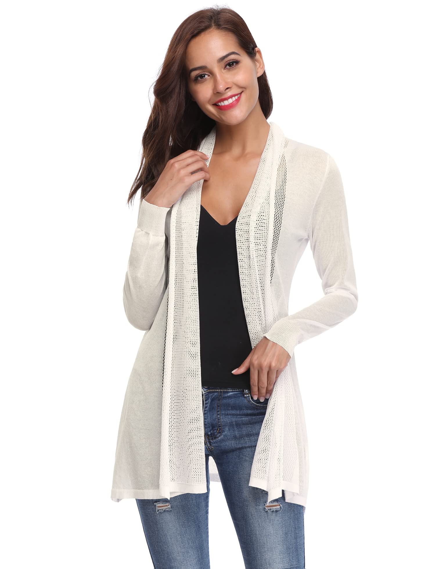 GyabnwLightweight Cardigans for Women UK Sheer Shrug Summer Thin Crochet  Bolero Cover Up Off-White