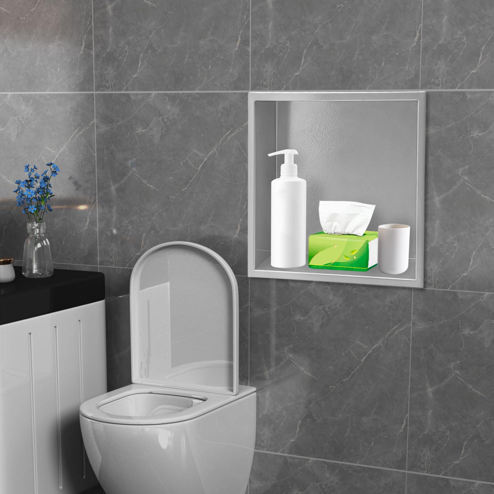 304 Stainless Steel Waterproof Shower Niche 36"x12" Stainless Steel Shower Niche - Recessed Bathroom Storage Shelf, Champagne Gold, No Tiling Needed No Tiling Required Niche