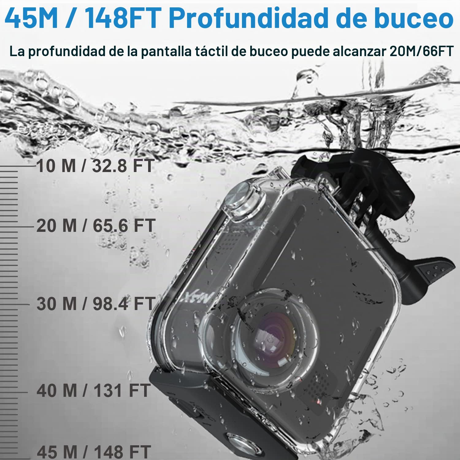 FitStill Funda Impermeable para cámara de acción Go Pro MAX, Sumergible, 45 m, con Soporte para Pantalla táctil, Accesorios