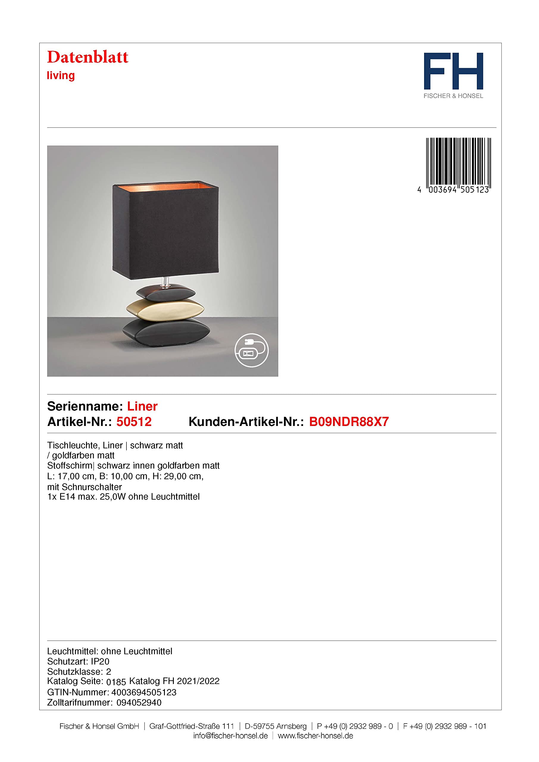 Fischer & Honsel tafellamp Bronz brons zwart ⌀20cm E14
