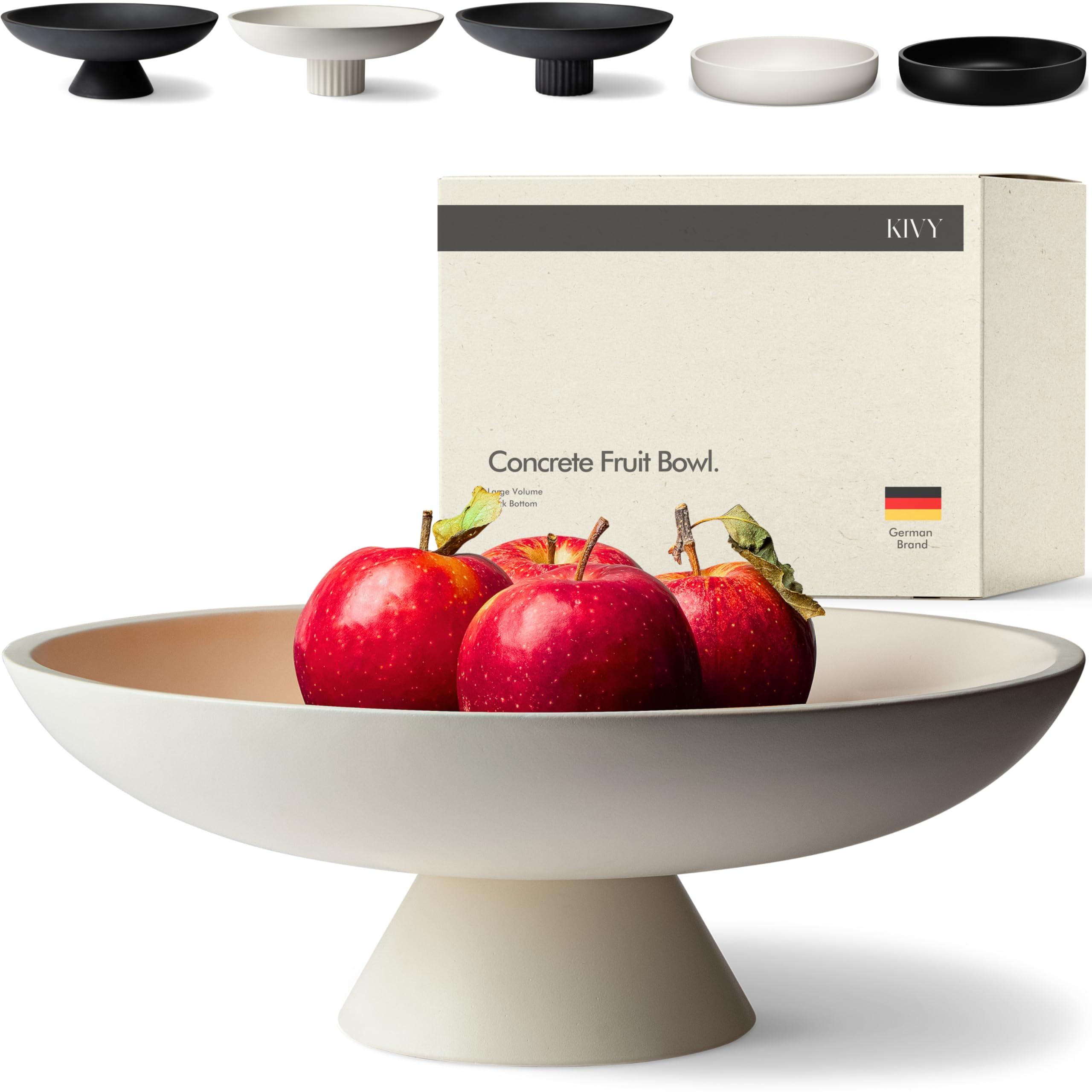 Photo 1 of KIVY Concrete Fruit Bowl for Kitchen Counter - Large Decorative Bowl