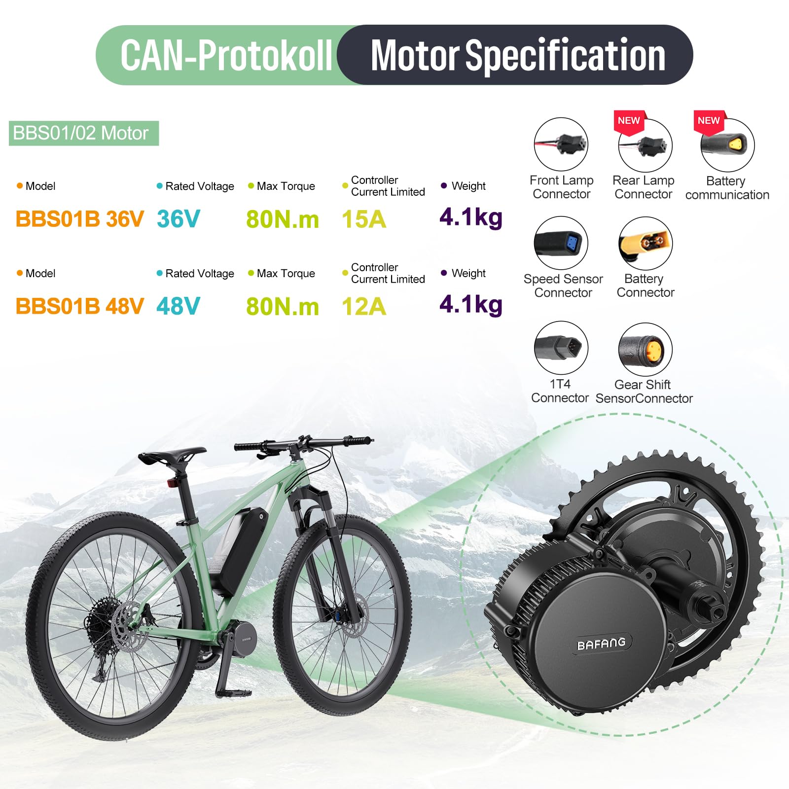 BAFANG 36V 48V 250W BBS01B Motor Central Kit Conversion a Bicicleta Electrica - Batería Pantalla Opcional-Motor Central G340 Bicicletas de Montaña BB68mm - Bicicletas de Carretera Bicicletas Urbanas