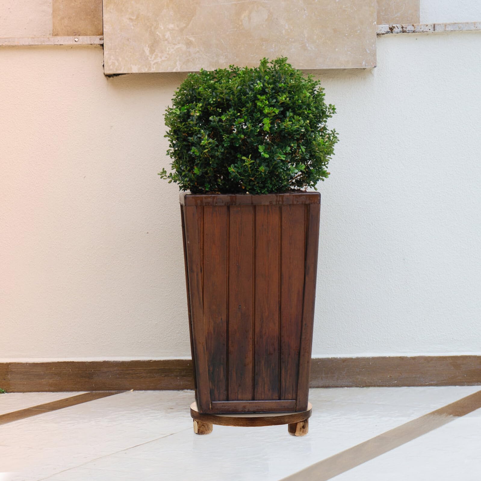 Base Redonda de Madera para Macetas, Soporte para Maceteros Reutilizable, Pedestal Estable para Plantas de Interior, Taburete Decorativo para Jardineras, Adecuado para Balcón