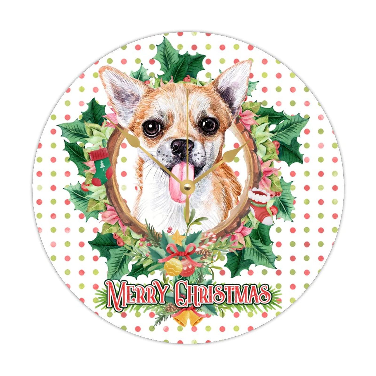 Horloge murale de Noël pour amoureux des animaux en bois 38cm