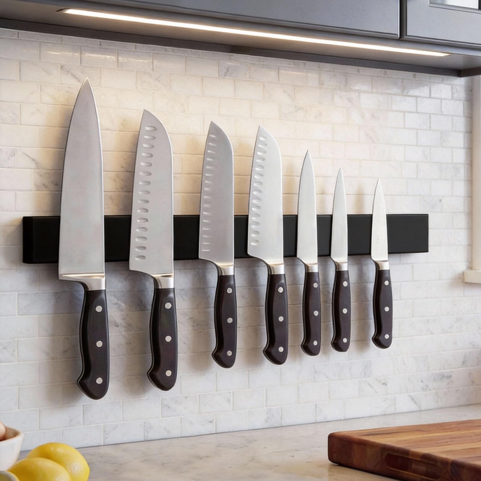 THMINS 50 cm Magnetic Knife Strips, Magnetic Knife Holder, Magnetic Knife Storage Strip, Knife Holder, Knife Rack, Knife Strip, Kitchen Utensil Holder, Tool Holder,Black