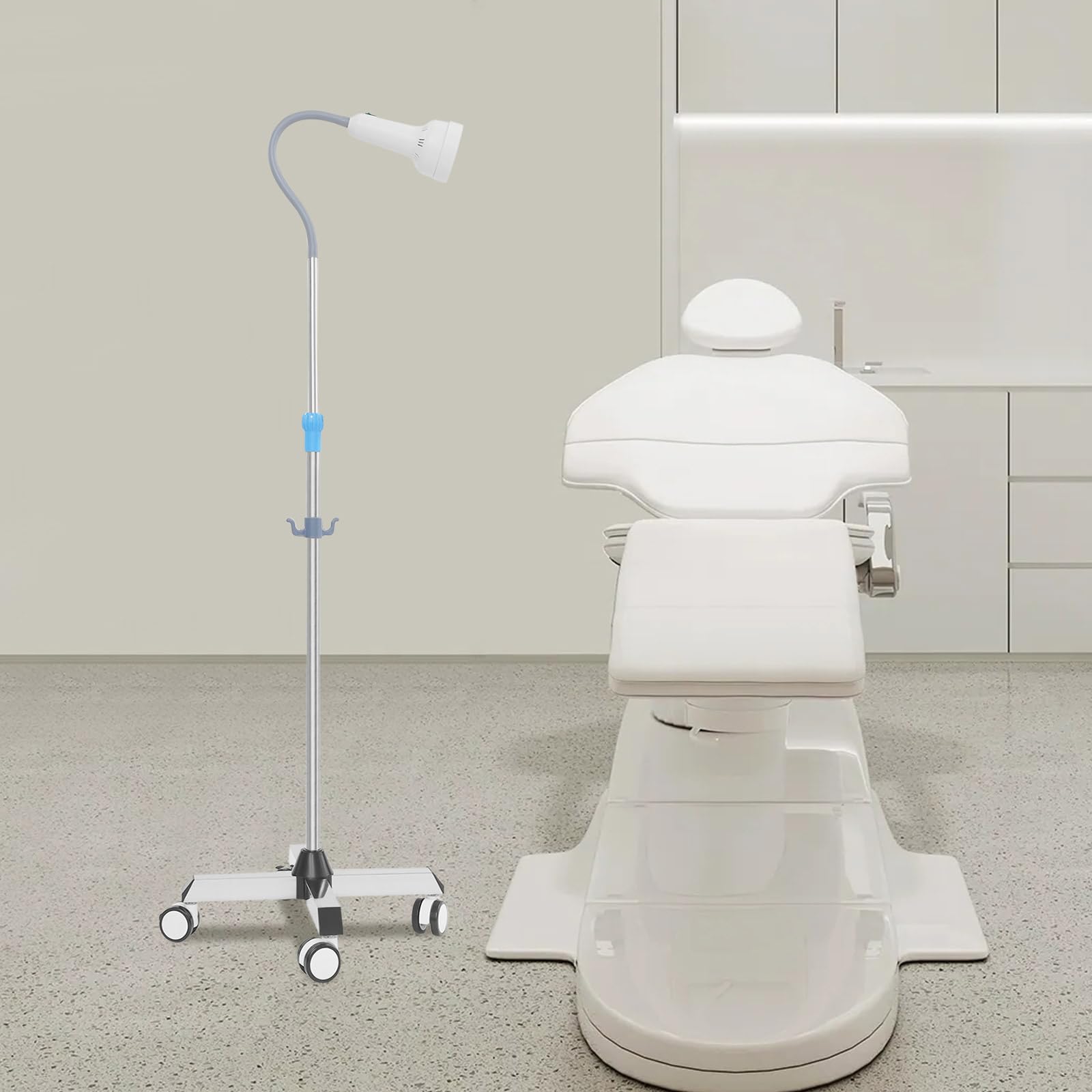 Lampe Chirurgicale Médicale Dentaire Rotation à 360° LED Lampe D'examen Chirurgical Type Support De Sol Avec Roues,Pour Usage Ambulatoire, Dentaire, Familial (Avec 4 roulettes)