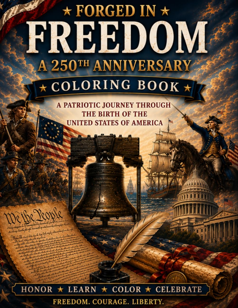 Forged in Freedom A 250th Anniversary Coloring Book: A patriotic Journey Through the Birth of The United States of America