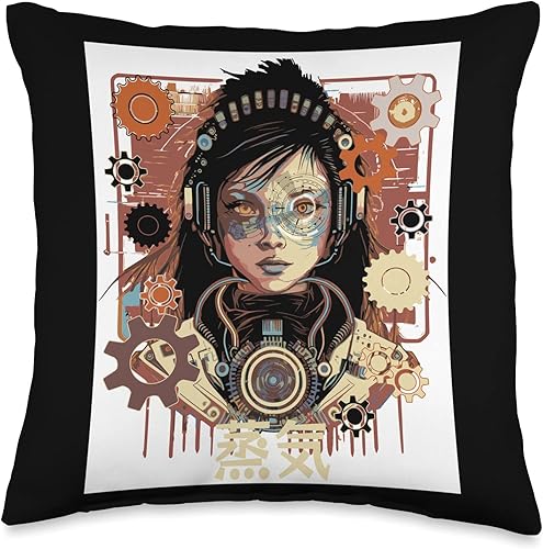 Steampunk Mechanical Clockwork Japanese Aesthetic Cyber Steampunk - Almohada robot japonesa para niña 16 x 16 pulgadas multicolor Steampunk Mechanical Clockwork Japanese Aesthetic Cyber Steampunk - Almohada robot japonesa para niña 16 x 16 pulgadas multicolor