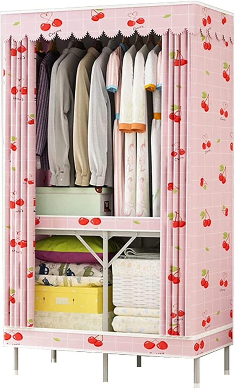 Fabric Wardrobe Portable Open Type Wardrobe Metal Stable Easy to Install Wardrobe Organiser Clothes Rack (Size : 168 130 48CM) (168 * 108 * 48CM)