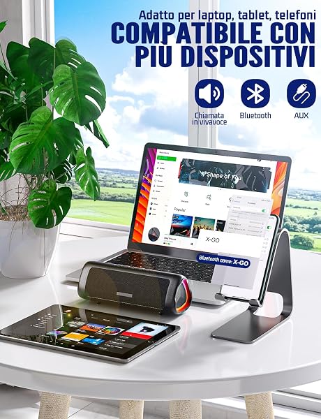 UOHHBOE Cassa Bluetooth Portatile Potente 30W Altoparlante Bluetooth 5.3 Accoppiamento TWS 24 Ore Distanza di Connessione di 30m Luce LED Colorate per Chiamata Vivavoce AUX per Esterno Festa - 4