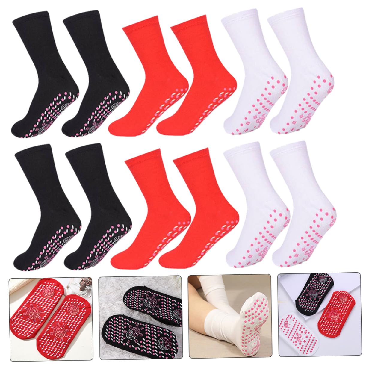 GALPADA 6 Pares Calcetines Térmicos Autocalentables Cálidos y Suaves para Hombres y Mujeres Invierno Autocalentamiento Transpirable para Camping y Esquí