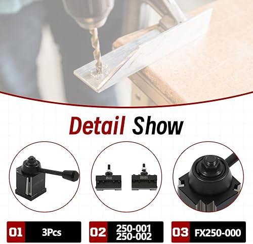 Miniatura 4 de findmall OXA - Juego de 3 postes de herramientas tipo cuña 250-000 FX tipo cuña 250-001, 250-002 soporte de giro y revestimiento de cambio rápido