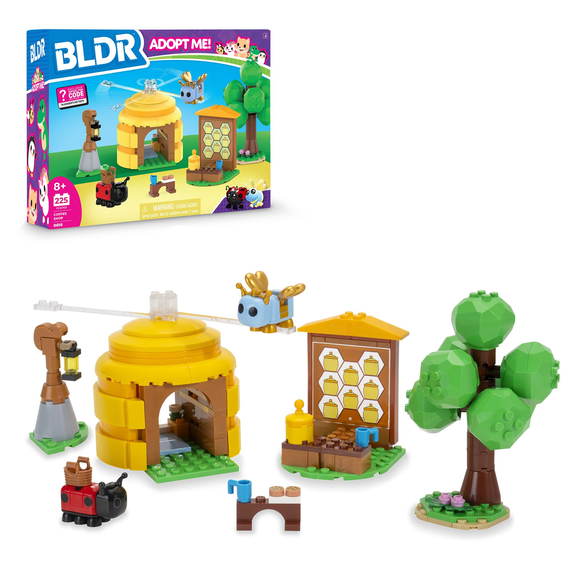 BLDR Adopt Me! Coffee Shop Building Set Exclusive Virtual Item Code Included, Multicolor