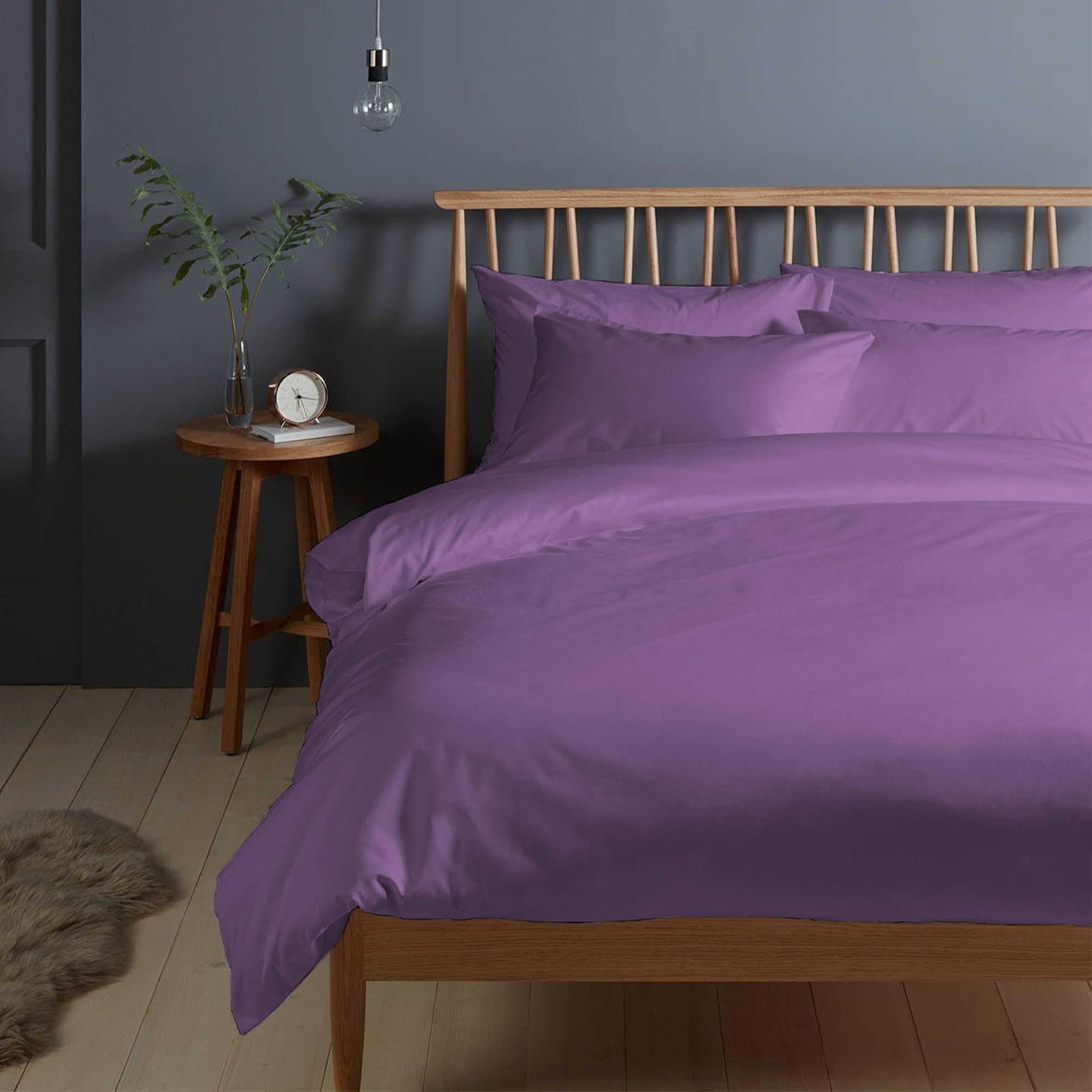 Pizuna Copripiumino 200x200 Cotone Viola, 400 fili con trama Sateen in 100% Cotone a fiocco lungo Copripiumino 200x200 con 2 federe 50x80 (Copripiumino Cotone Viola)