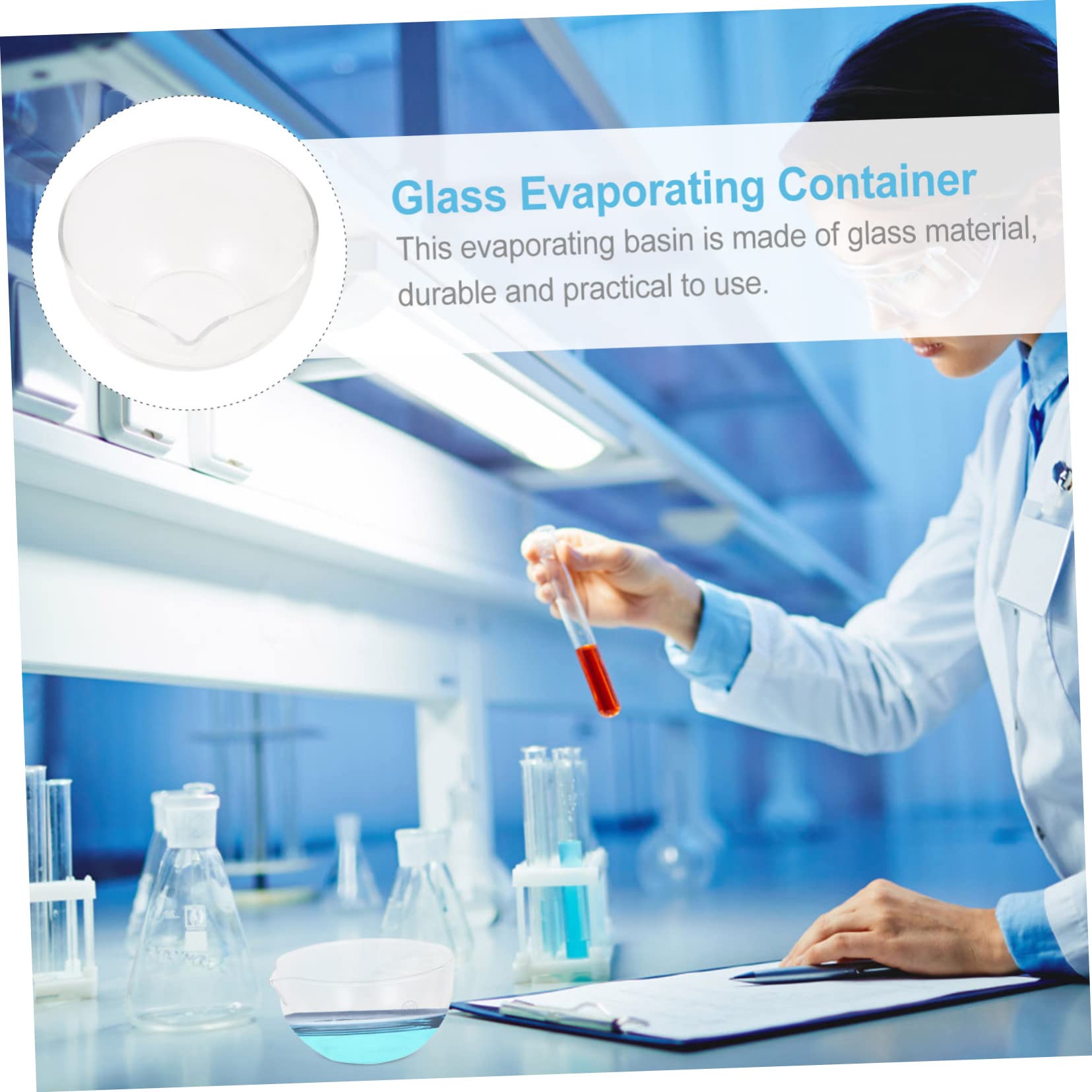 CIYODO Round Evaporating Bowls Glass Evaporating Dish with Spout Reusable Concentration Bowl