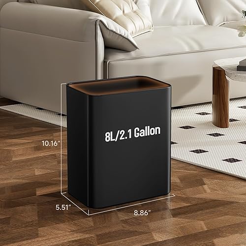 Miniatura 4 de Cubo de basura pequeño para baño de 2.1 galones (negro)