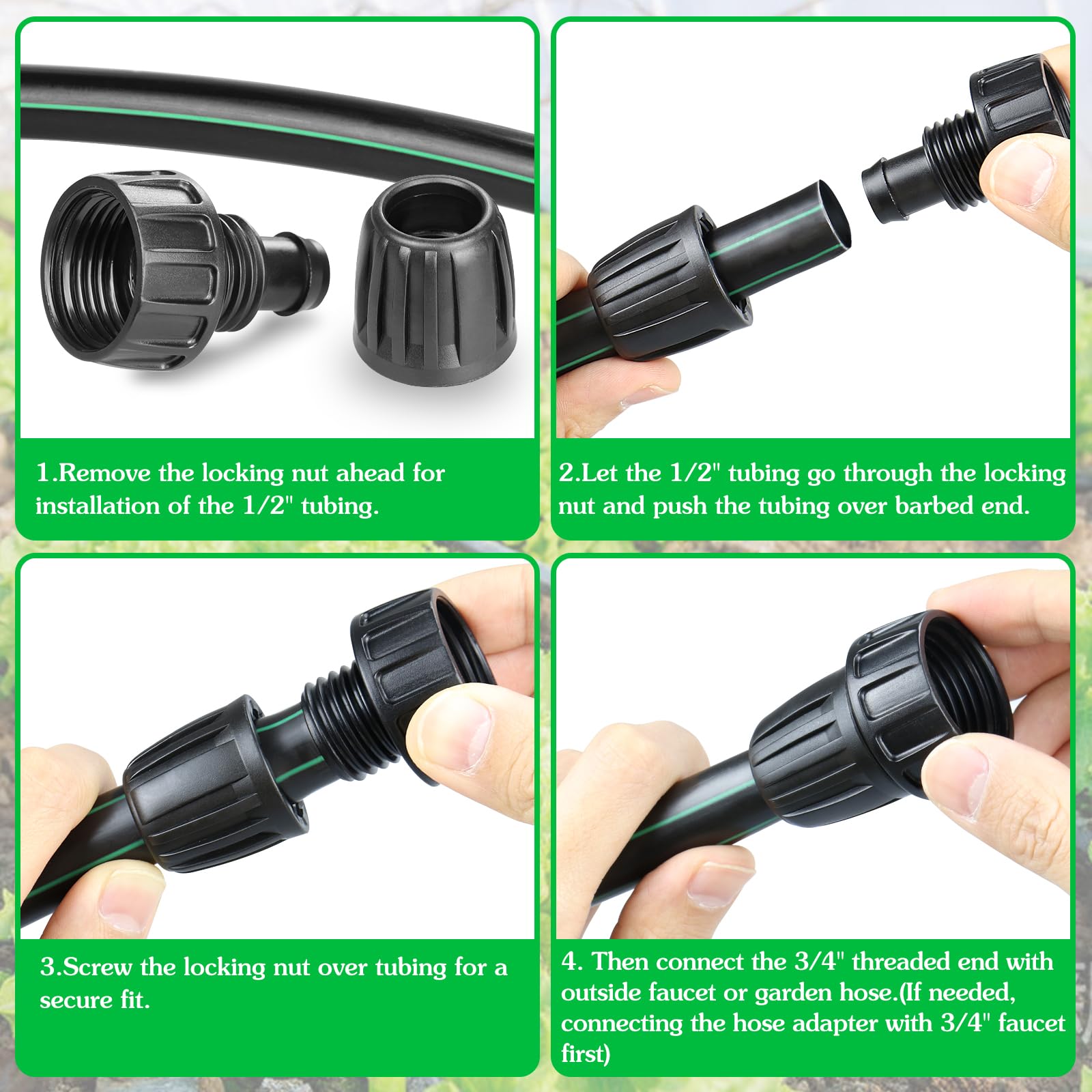 Adattatore Per Irrigazione A Goccia 1/2' - Filettato 3/4' Femmina A Innesto Rapido, 6 Pezzi Gardrip, Per Giardino - 5