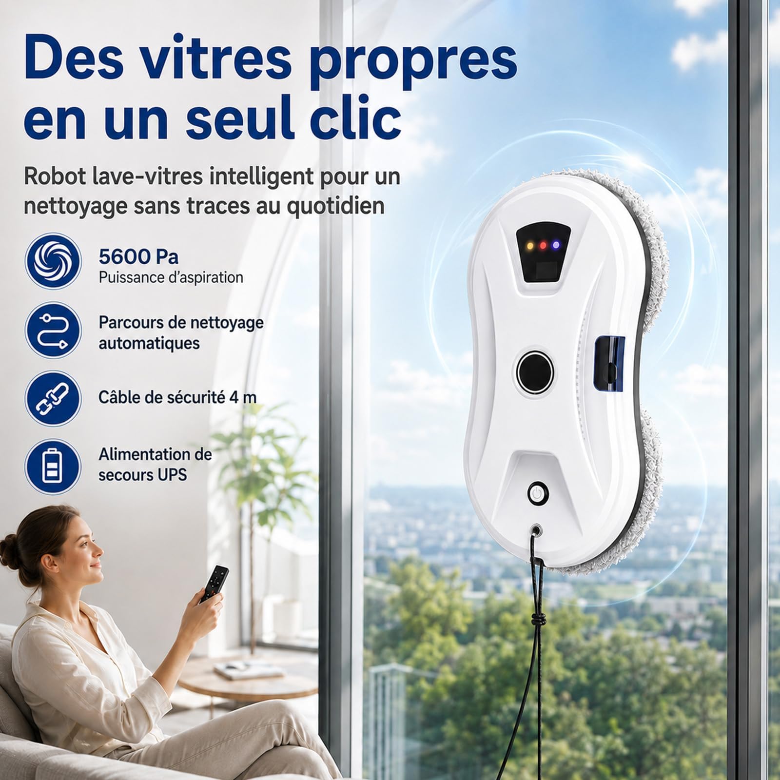Lavavetri,Controllo Ia Con 3 Modalità Automatiche,Pulizia Umida E Secca Con Spruzzatore A Ultrasuoni,Navigazione Intelligente,Rilevamento Intelligente Dei Bordi