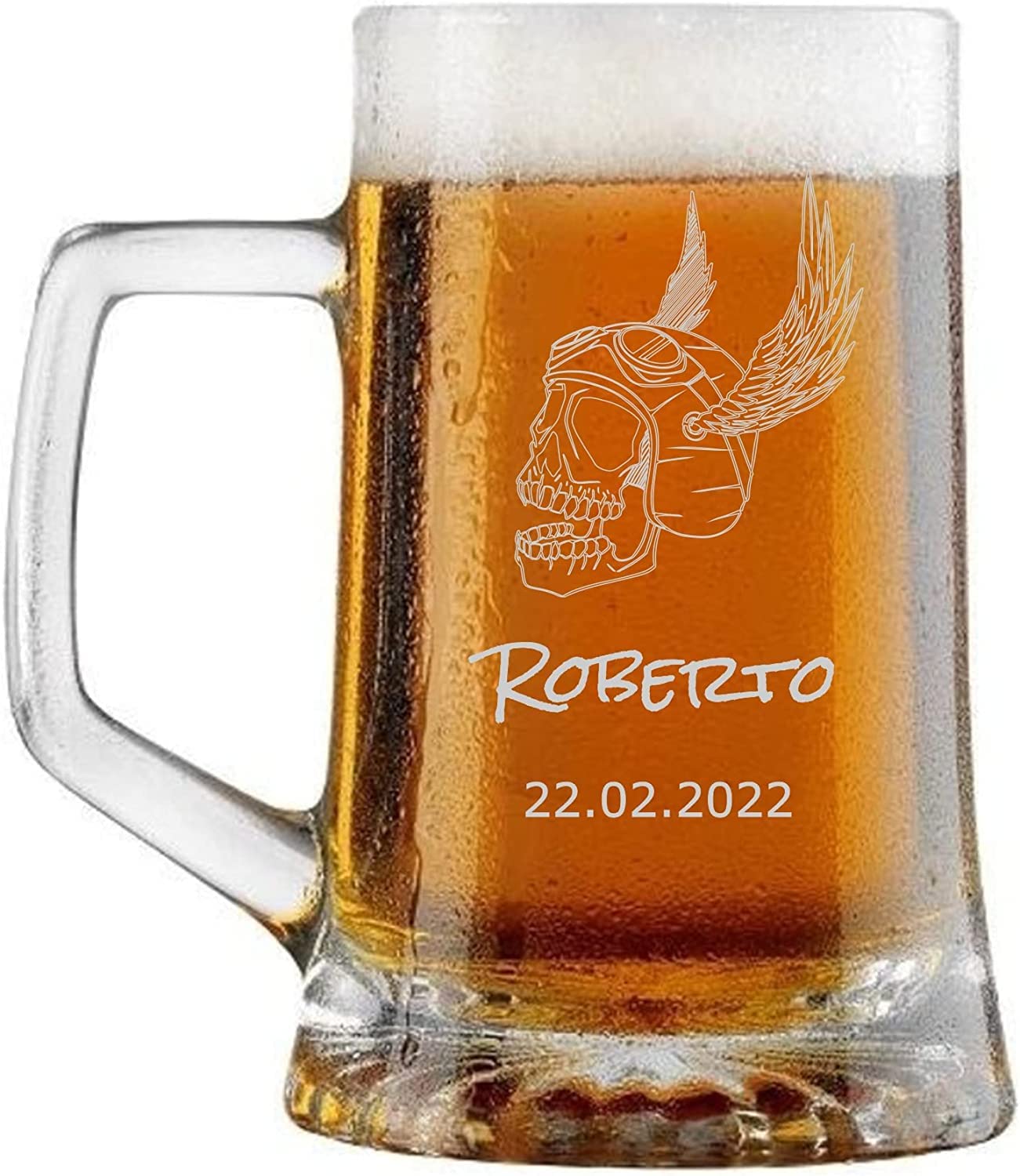 Verre à bière personnalisé Chope à bière gravée Personnalisable avec noms, initiales, date et différents caractères. Idée cadeau (4 pièces)