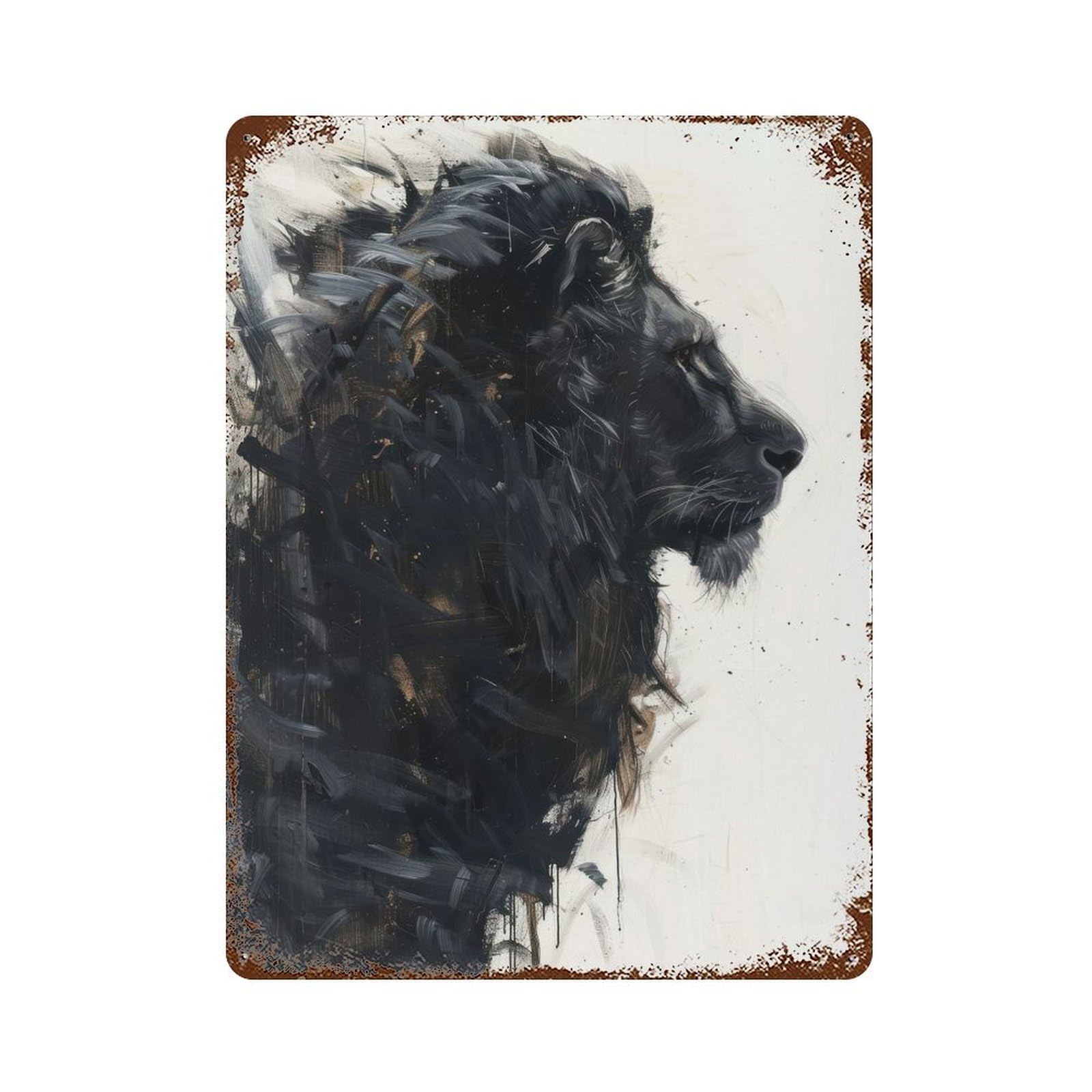 Retro Metal Sign with Lion Majesty Art Design 15.7"x11.8", for Living Room, Hallway And Home Decor, Farmhouse Wall Decor