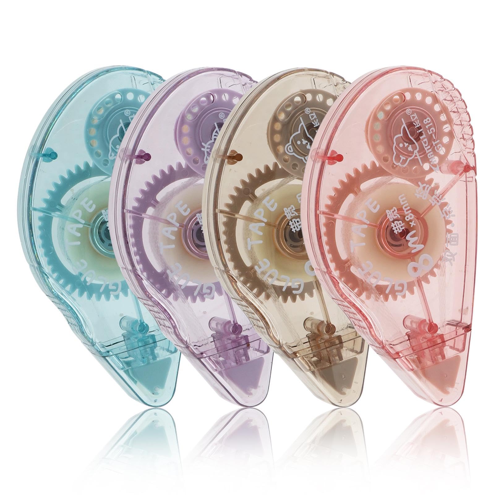 Bibabala 4PCS Double Sided DIY Scrapbook Tape,Pack Double Sided Tape Roller for Crafts, Scrapbooking Journaling Supplies,Flat and Smooth Surface,