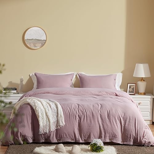 Miniatura 3 de SunStyle Home - Juego de funda de edredón tamaño queen con cierre de botones, en color violeta claro, 100% microfibra, juego ultrasuave y agradable