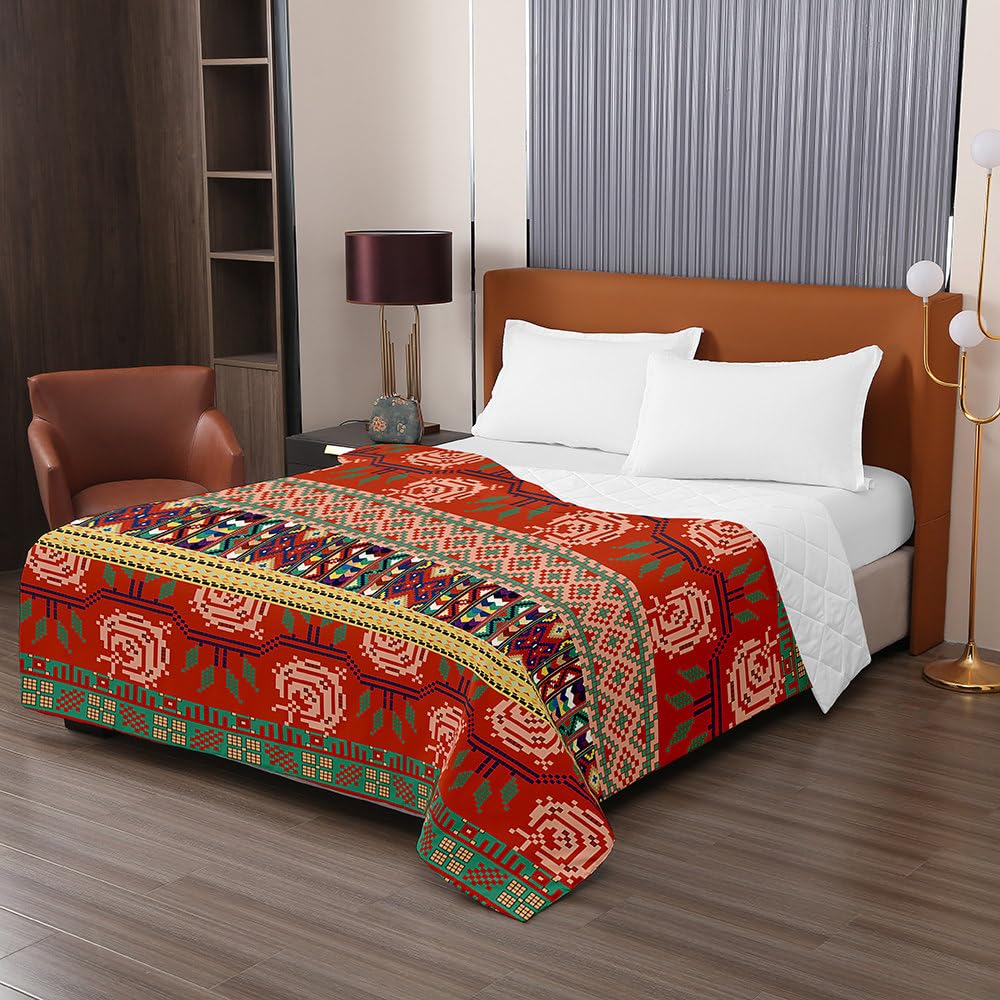 Odot Trapuntino Copriletto Matrimoniale/Piazza e Mezza Stile Boho Primaverile-Estivo Singolo Double in Morbida Microfibra Caldo e Morbido Quilting Trapunta Leggera (220x240cm,Triangolo