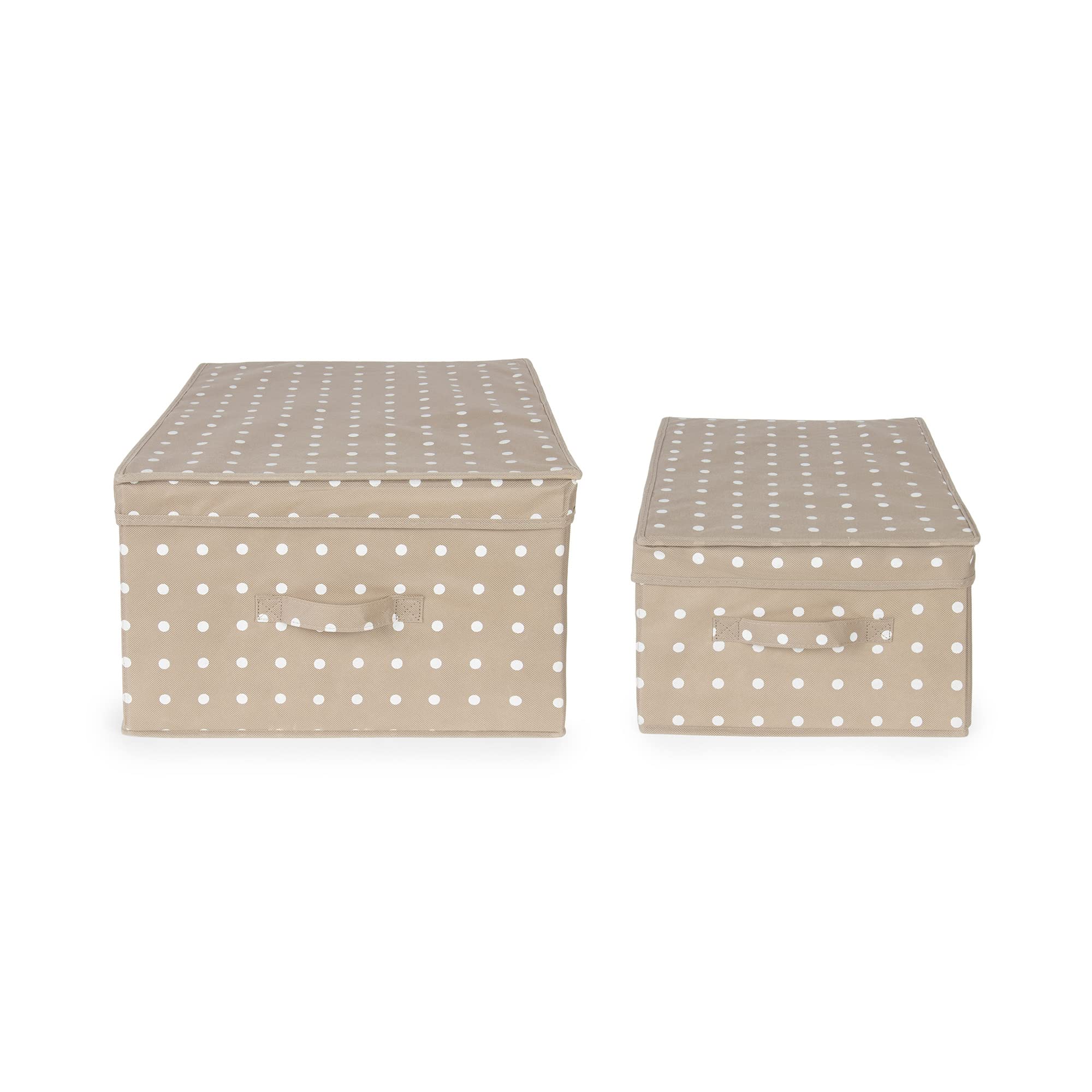 Compactor - Set Di 2 Scatole Pieghevoli Con Coperchio, Polipropilene Non Tessuto e Cartone, Large 40 x 50 x 25 cm, Small 30 x 43 x 19 cm, Gamma Rivoli, Marrone/Bianco, 10444