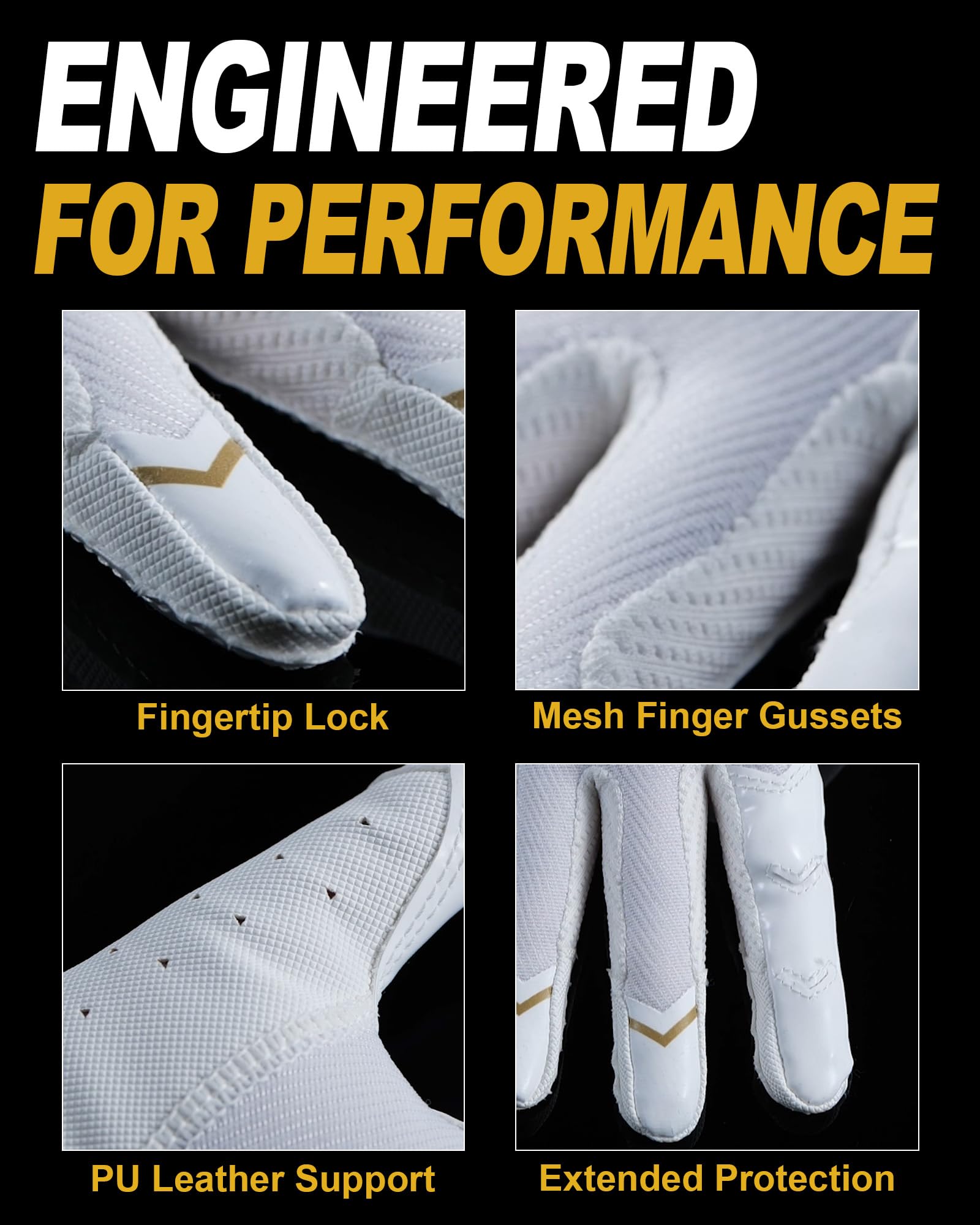 Guantes de fútbol juvenil, receptor y guantes de fútbol para niños y niñas