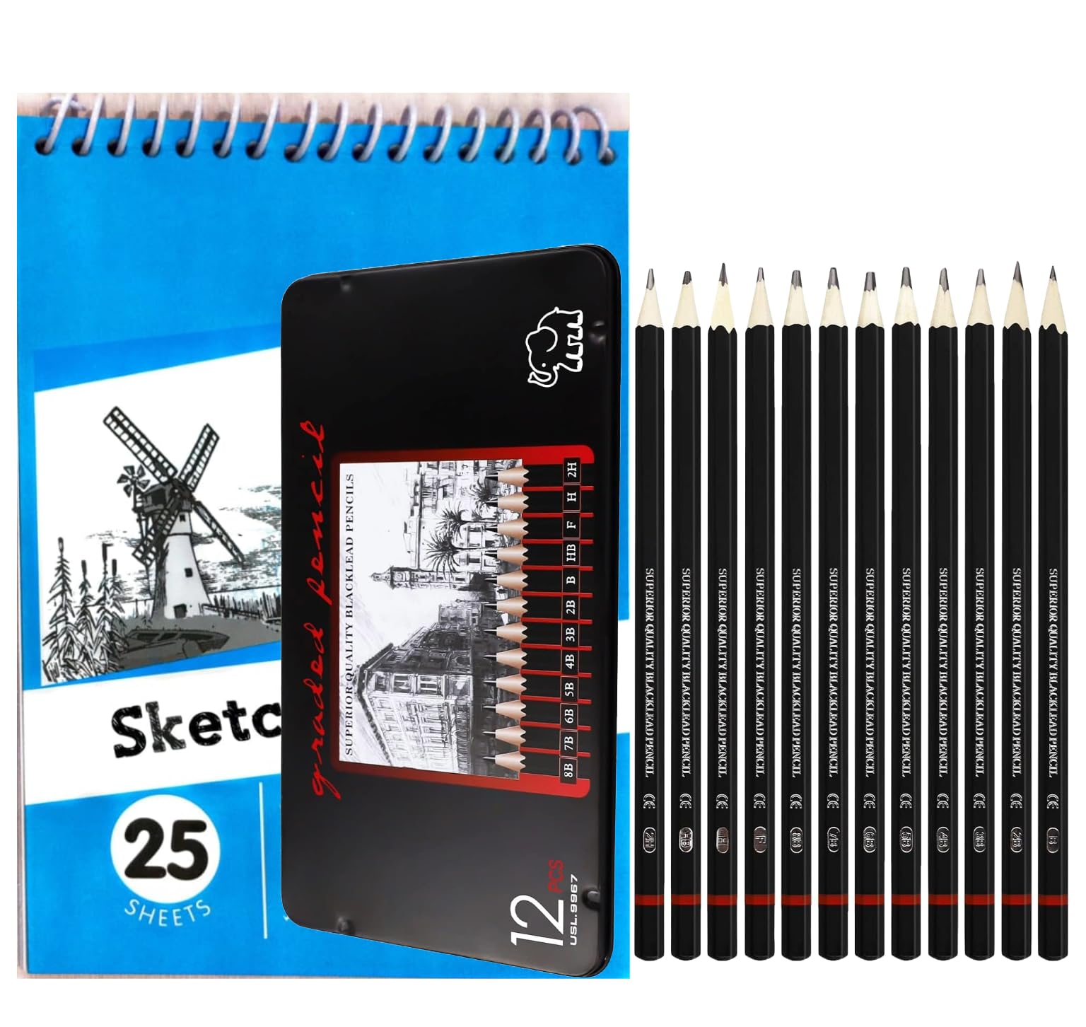 Corslet Pack of 13 Artist Pencil for Sketching Pencils Drawing Pencil Set for Artists 12 Pc Sketch Pencil B 2b 3b 4b 5b 6b 7b 8b Hb H 2h F in Metal Case Drawing Pencils with 25 Sheets A5 Sketchbook (B0D2P5HH8L) Amazon Price History, Amazon Price Tracker