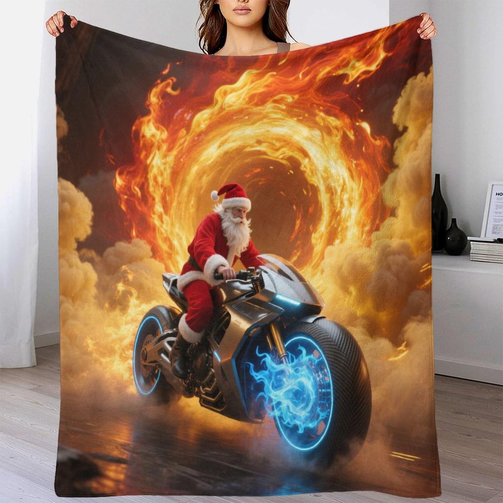 Coperta natalizia con stampa 3D di Babbo Natale, in pile, per adulti, bambini e adulti, 180 x 200 cm