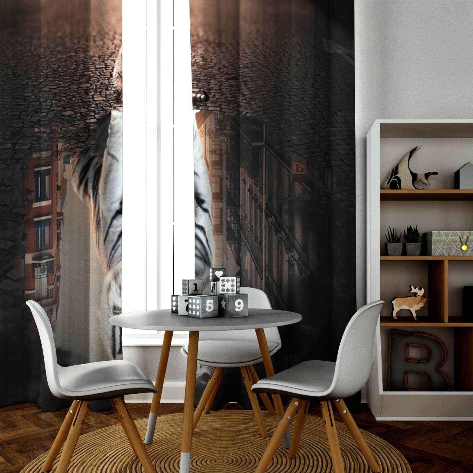 Kinder Kätzchen Big Tiger Tier Vorhang Wärmeisoliert Verdunkelungsraum Verdunkelung Fenster Vorhänge für Jungen Mädchen Schlafzimmer 2 Paneele waschbar 225x140cm