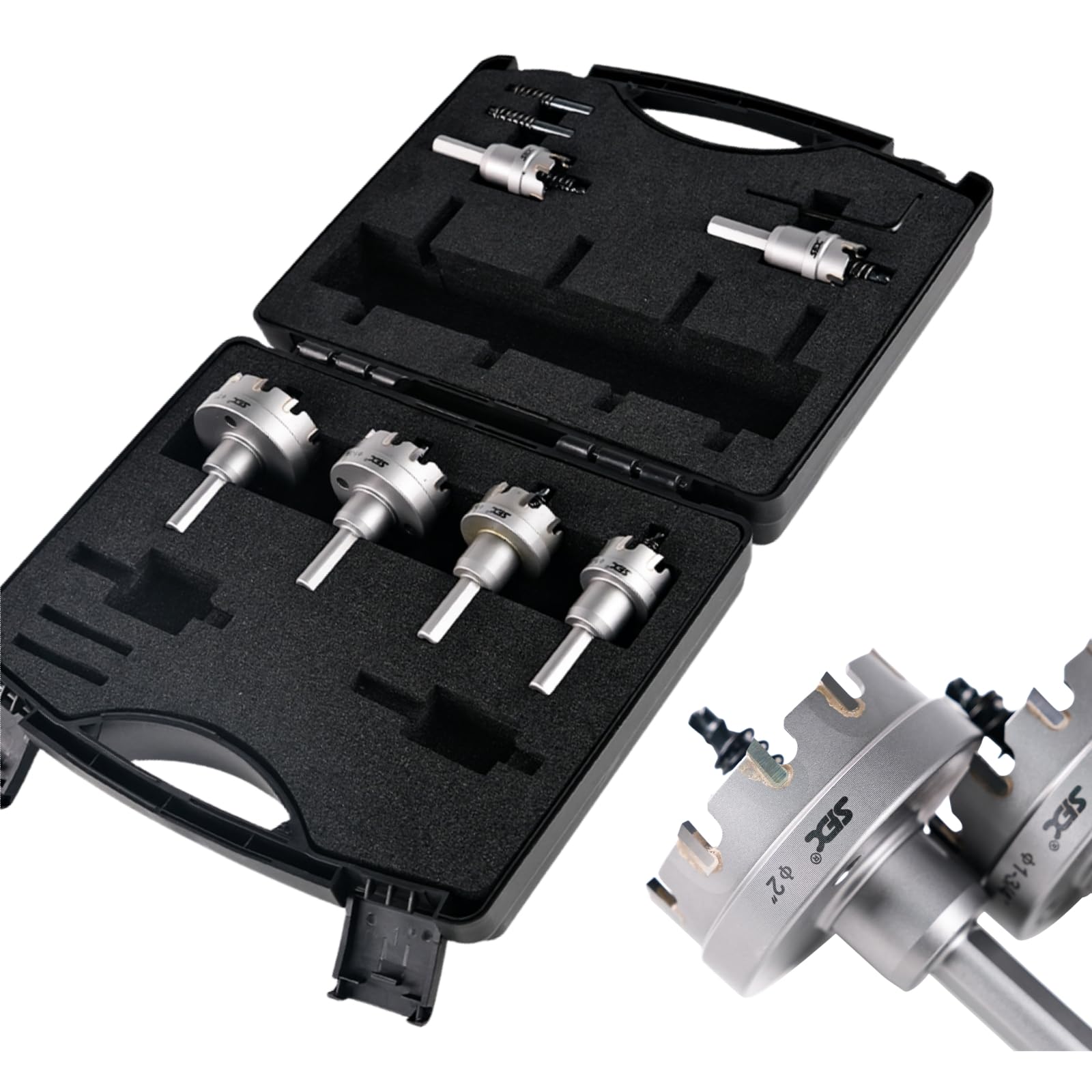 6 PCS Carbide Hole Cutter Set Hole Saw Kit 7/8" to 2" Diameter 3/16" Cutting Depth