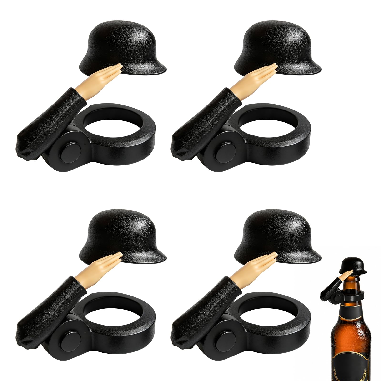 4er Set Bierflaschenverschluss Stahlhelm,Wiederverwendbarer Flaschenverschluss Bierflaschen,Lustiger Flaschendeckel für Bierflaschen,Staubdichter Bierflaschen Verschluss Helm,Deko Party Soldaten