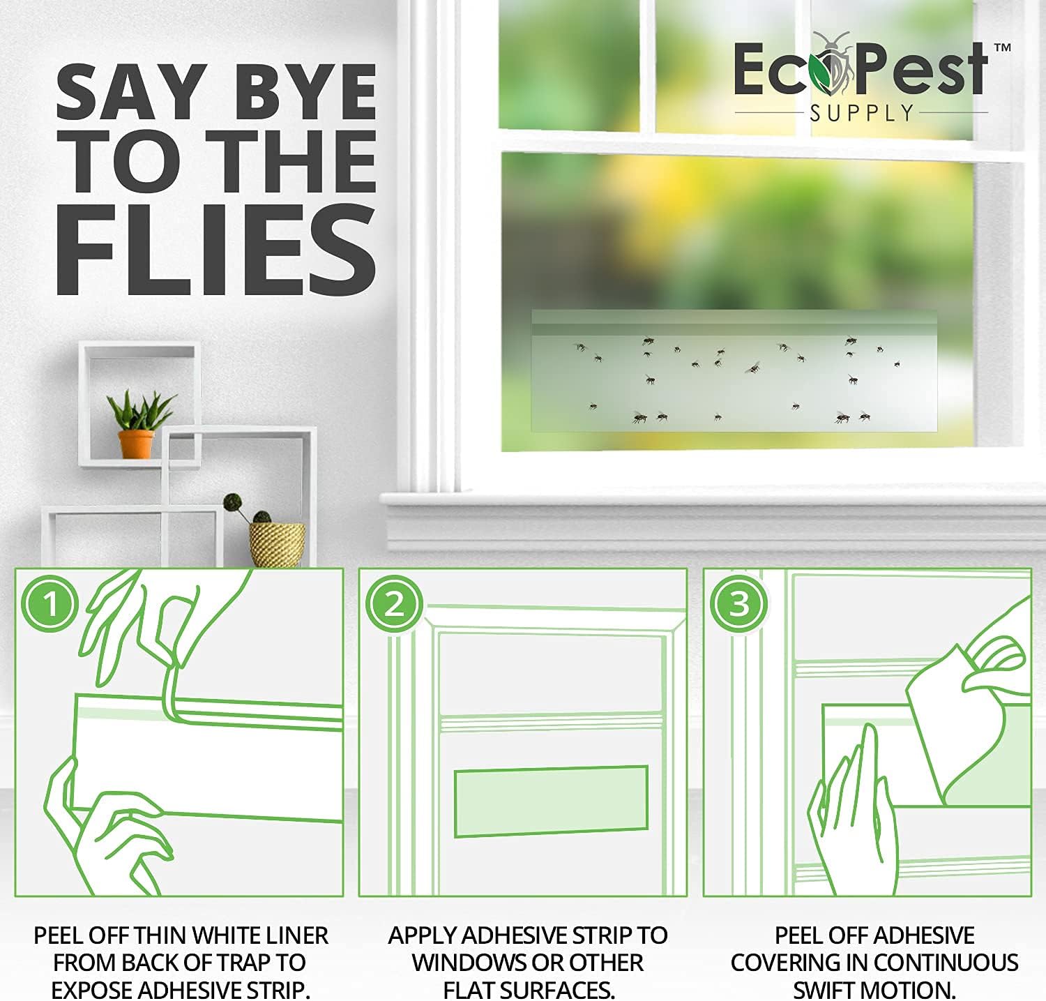 Window Fly Traps – 12 Pack | Transparent Sticky Fly Trap for Windows | Discrete, Extra Large Insect Glue Trap and Indoor Bug Catcher for House Flies and Other Flying Insects