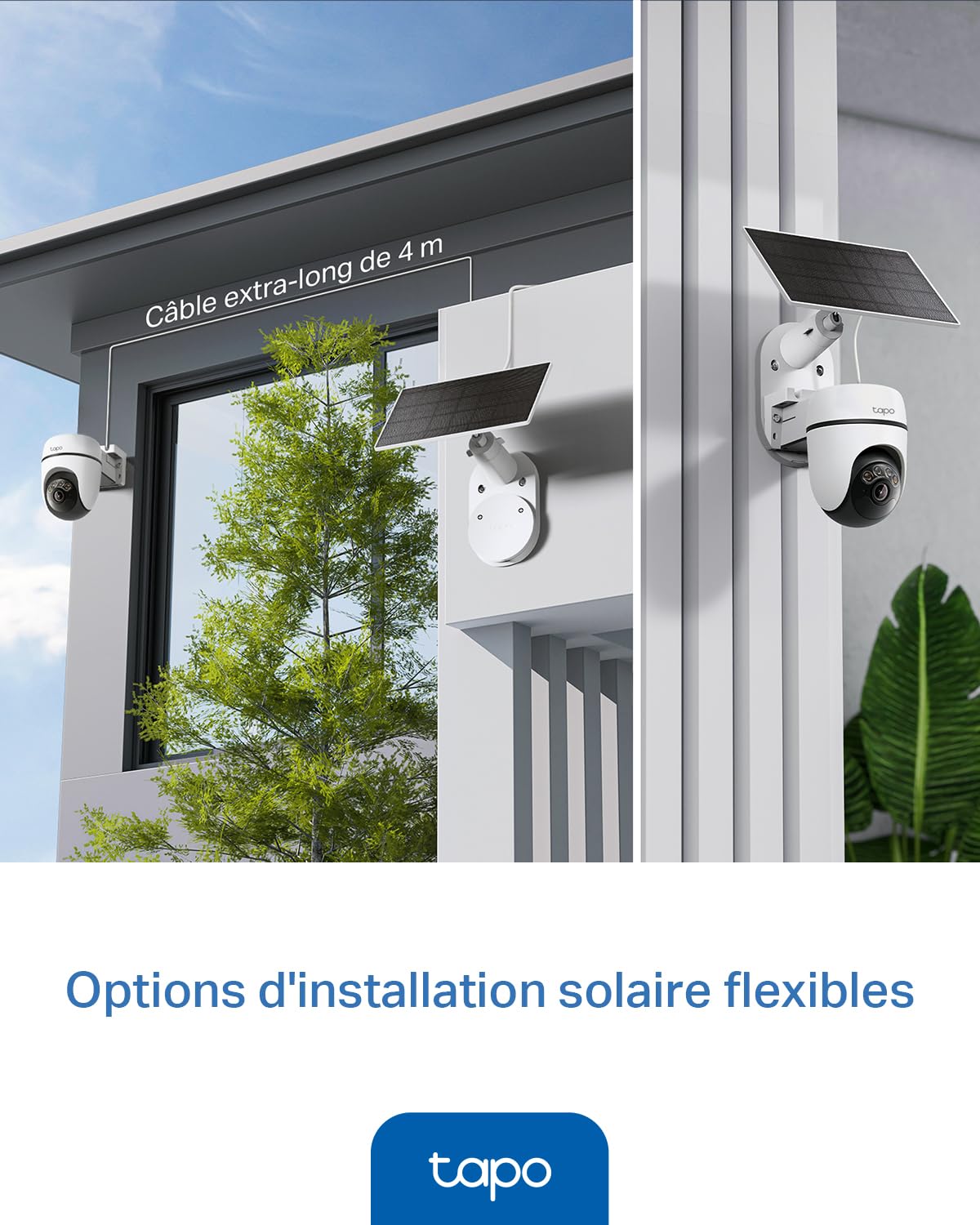 Tapo C610 Kit 2K 3MP Caméra WiFi Extérieur sans Fil Panneau Solaire 360° PTZ Surveillance Batterie 6700mAh Détection Humaine Vision Nocturne Couleurs Suivi AI IP65