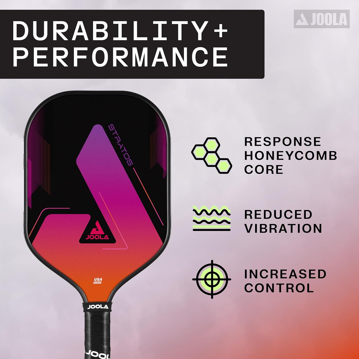 JOOLA Stratos Pickleball Paddle – Lightweight Fiberglass with Polypropylene Core - USAPA Approved - Large Sweet Spot for Added Control - Pickle Ball Paddle for All Players - Multiple Color Options