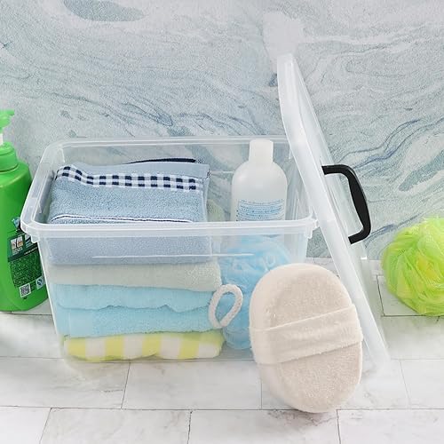 Miniatura 6 de Ggbin Caja de almacenamiento de plástico con pestillo de 12 cuartos de galón, contenedor de almacenamiento con tapa transparente