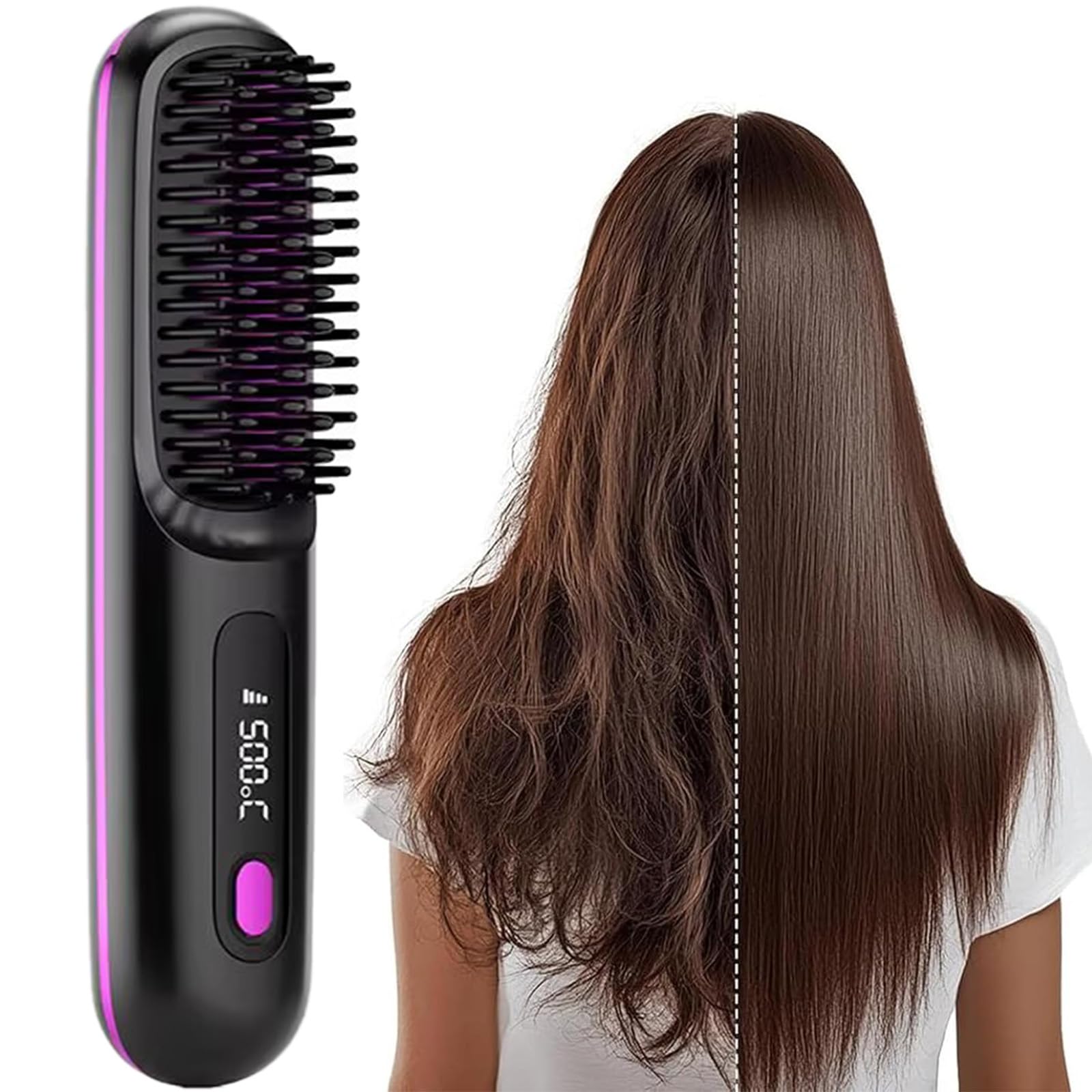 2026 Upgraded Go Brush - Pro for Short Hair - Cordless Straightening Brush with Fast Heat, 3 Temperature Settings, Ionic & Ceramic Care, 2500mAh USB-C Rechargeable for Frizz-Free Styling