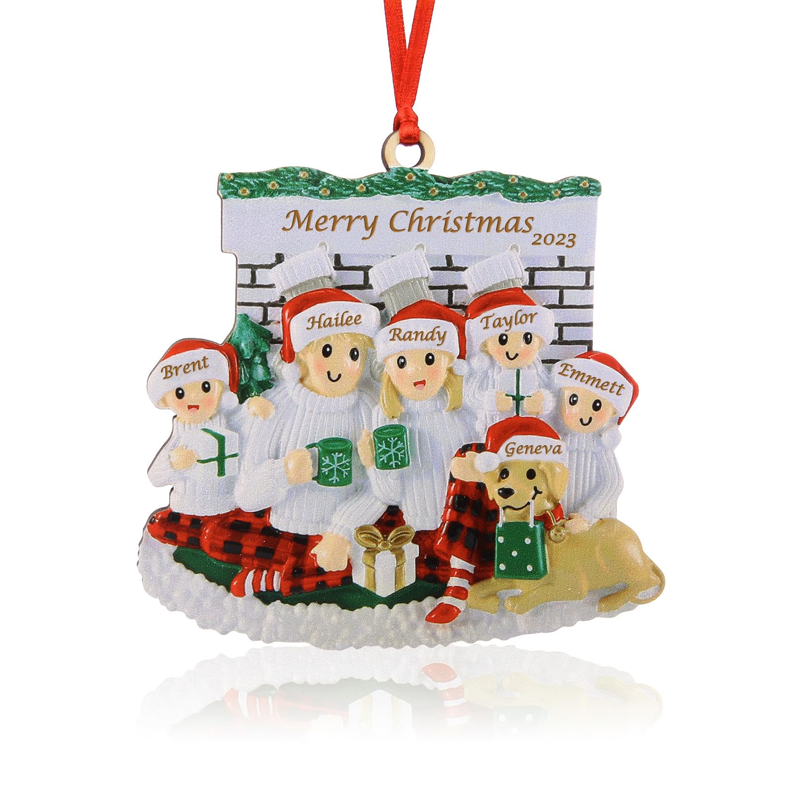 Wamantic Personalised Christmas Decorations, Custom Christmas Ornaments Family of 2-8 Name, Personalised Christmas Tree Ornament Decorations Creative Xmas Ornaments Home Decorations (6-Names, Color-3)