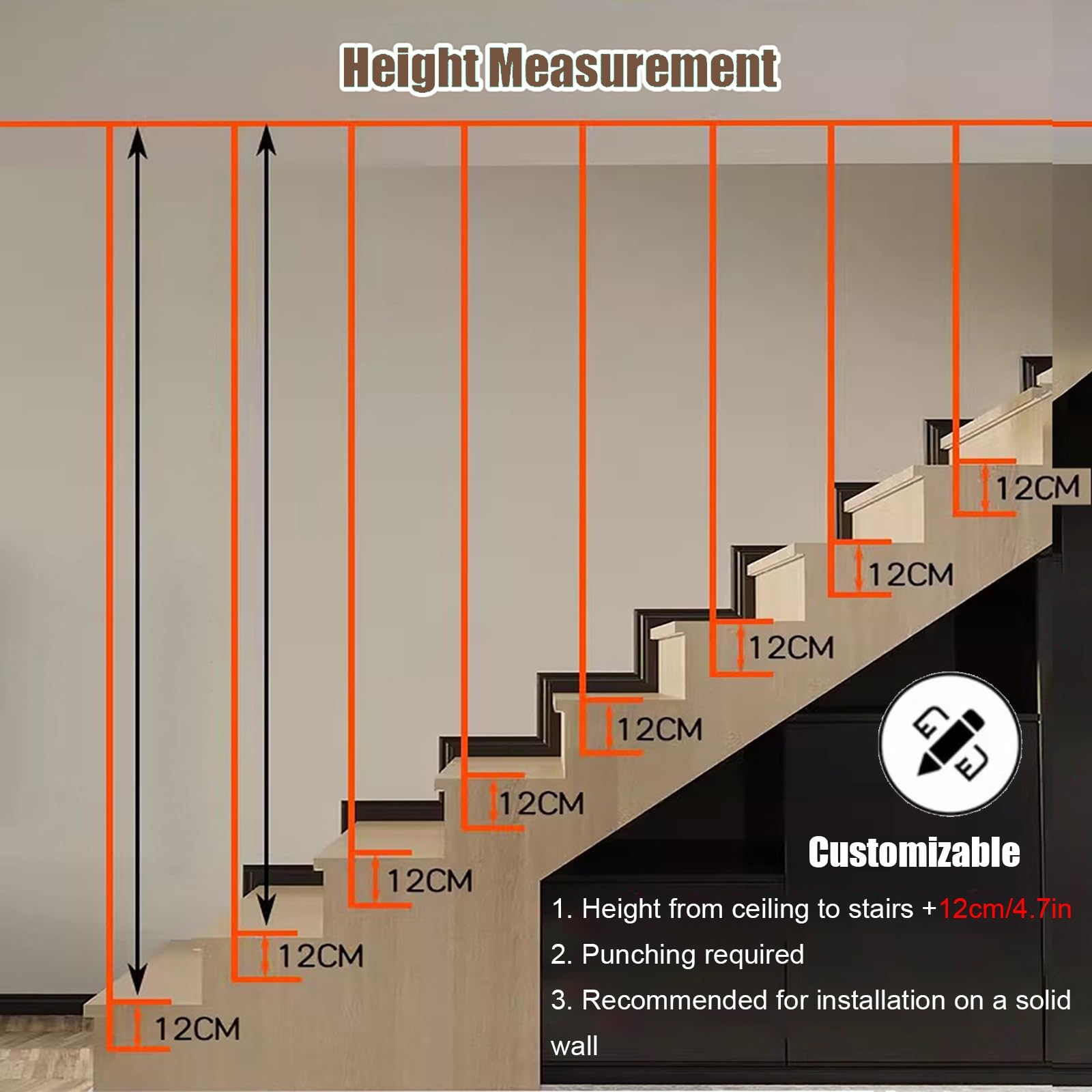 Cusomizable 1.3f7.9f Replacemen Ringhiera Pos wih Viti Whie Mandrini per Aparmens Lofs Ville Soggiorno Interno Set Guardrail (1 Pc)