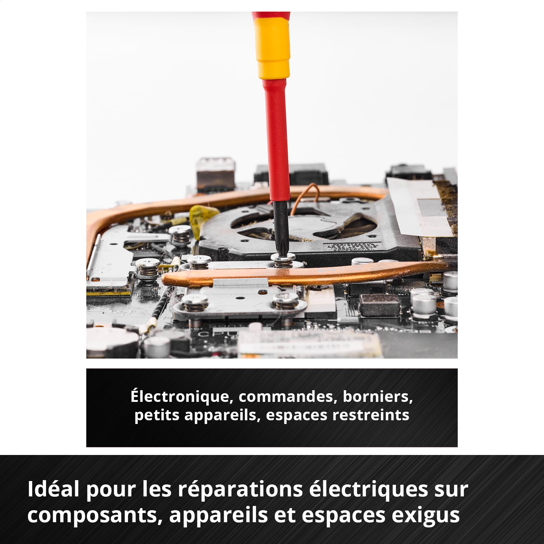 Original Einhell Coffret Tournevis Électricien Précision 6 pcs (Isolé 1000V, Capuchon Rotatif, Lames S2, Poignées Ergo, Compact, Travail Fin) | Isolé jusqu'à 1 000 V | tête rotative | lames S2 | poignées ergonomiques | format compact | pour travaux électr