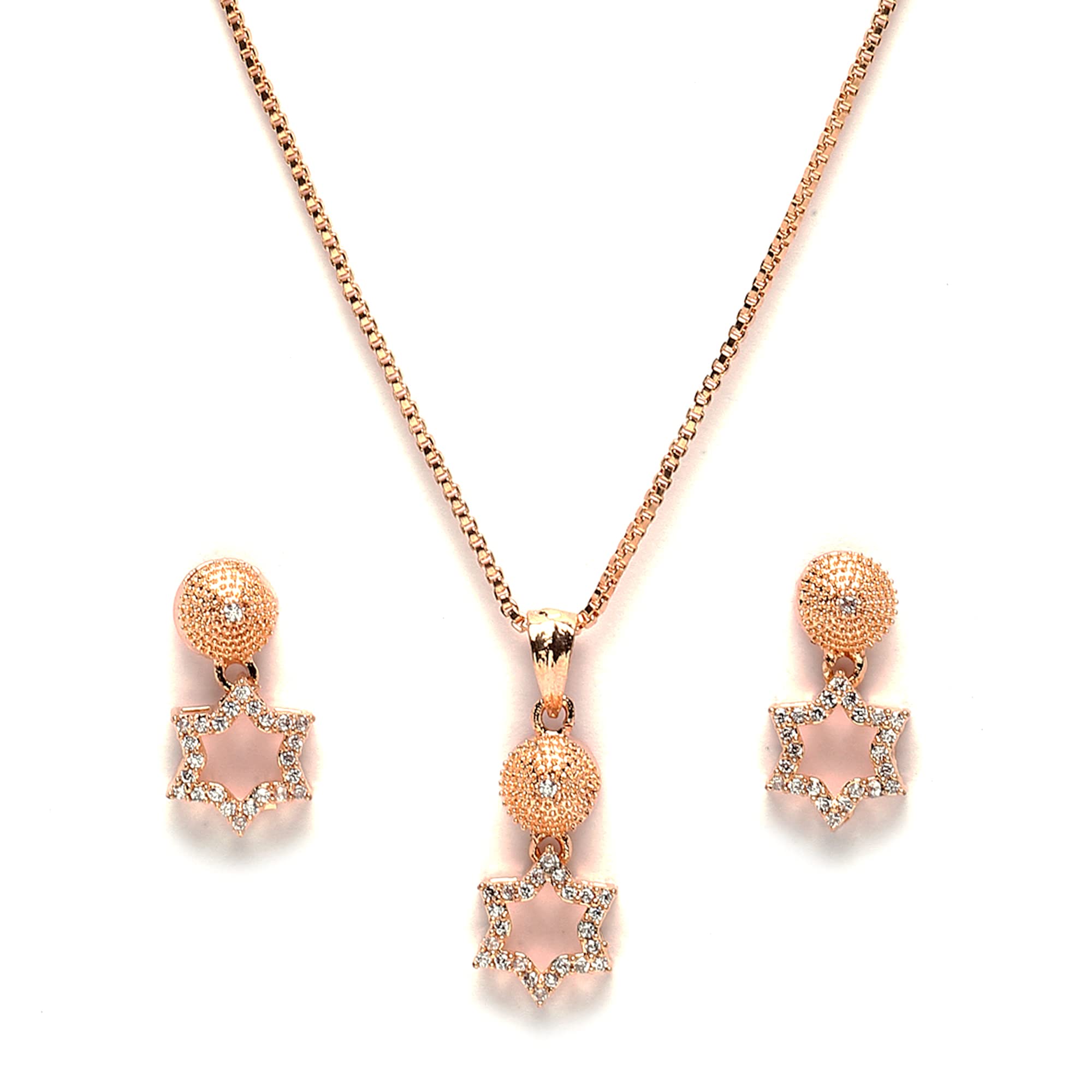 Rose Gold-Plated American Diamond Jewellery Set