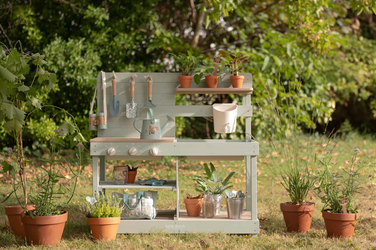 Little Dutch Matschküche - Spielküche für den Garten - Outdoorküche für Kinder - Holzküchen für Kleinkinder - Rollenspiel für Jungen und Mädchen ab 3 Jahren - aus Holz