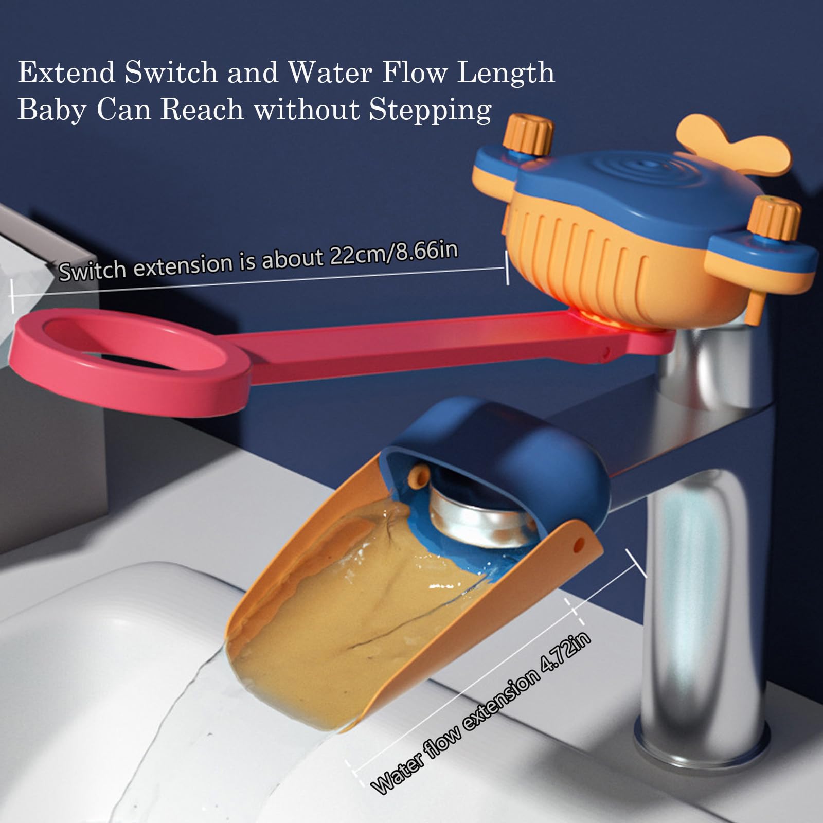 Faucet Handle Extender Set, Faucet Extender for Kids Child Sink Extender Kids Hand Wash Helper Faucet Extender for Bathroom Sink-Orange Green