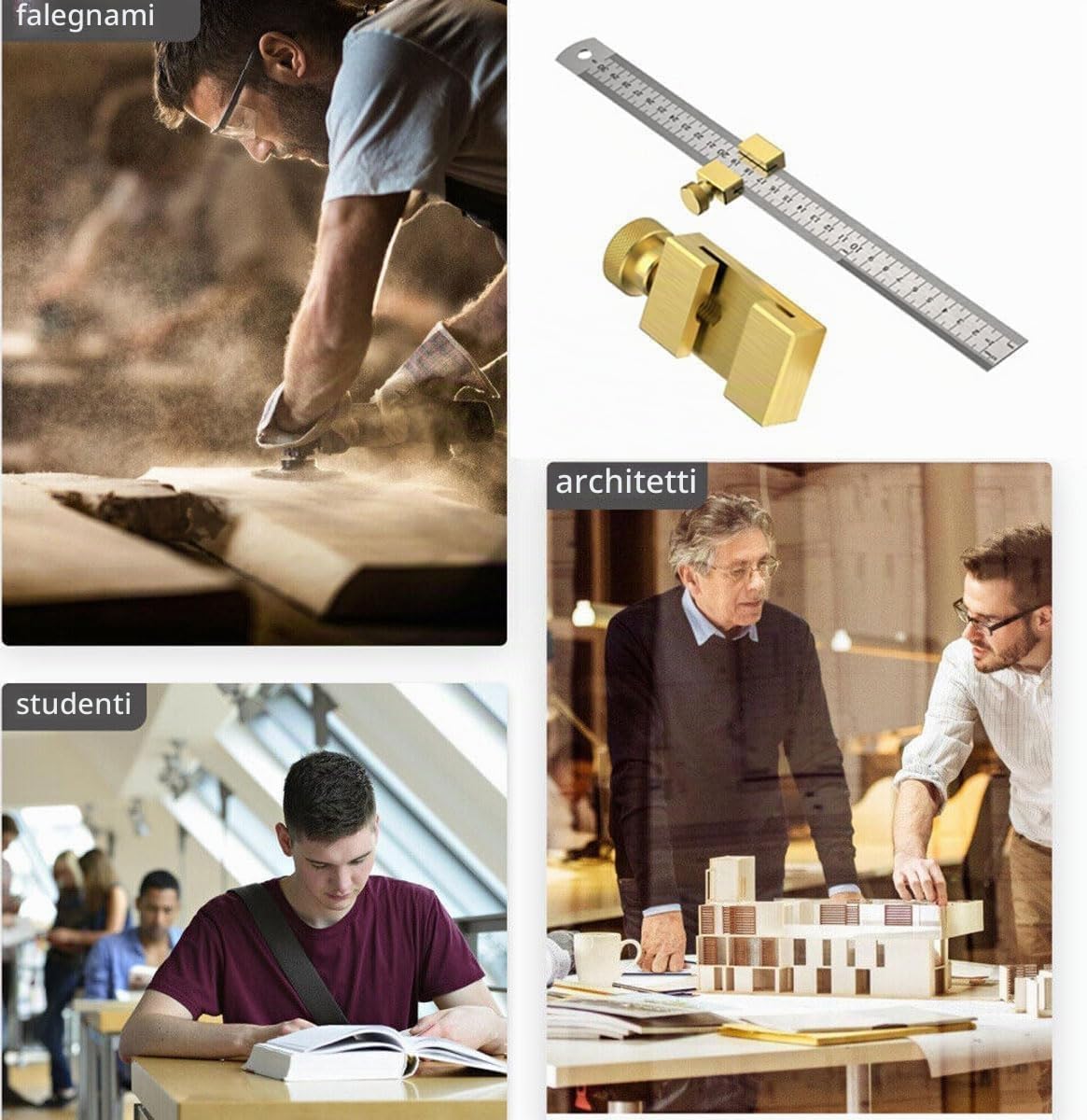 Righello in Acciaio 30cm,Righello di Misurazione Della Lunghezza,Righello in Acciaio Inossidabile,Blocco di Posizionamento Righello Parallelo, Righello ad Angolo Retto per Artigiano,Copritetti