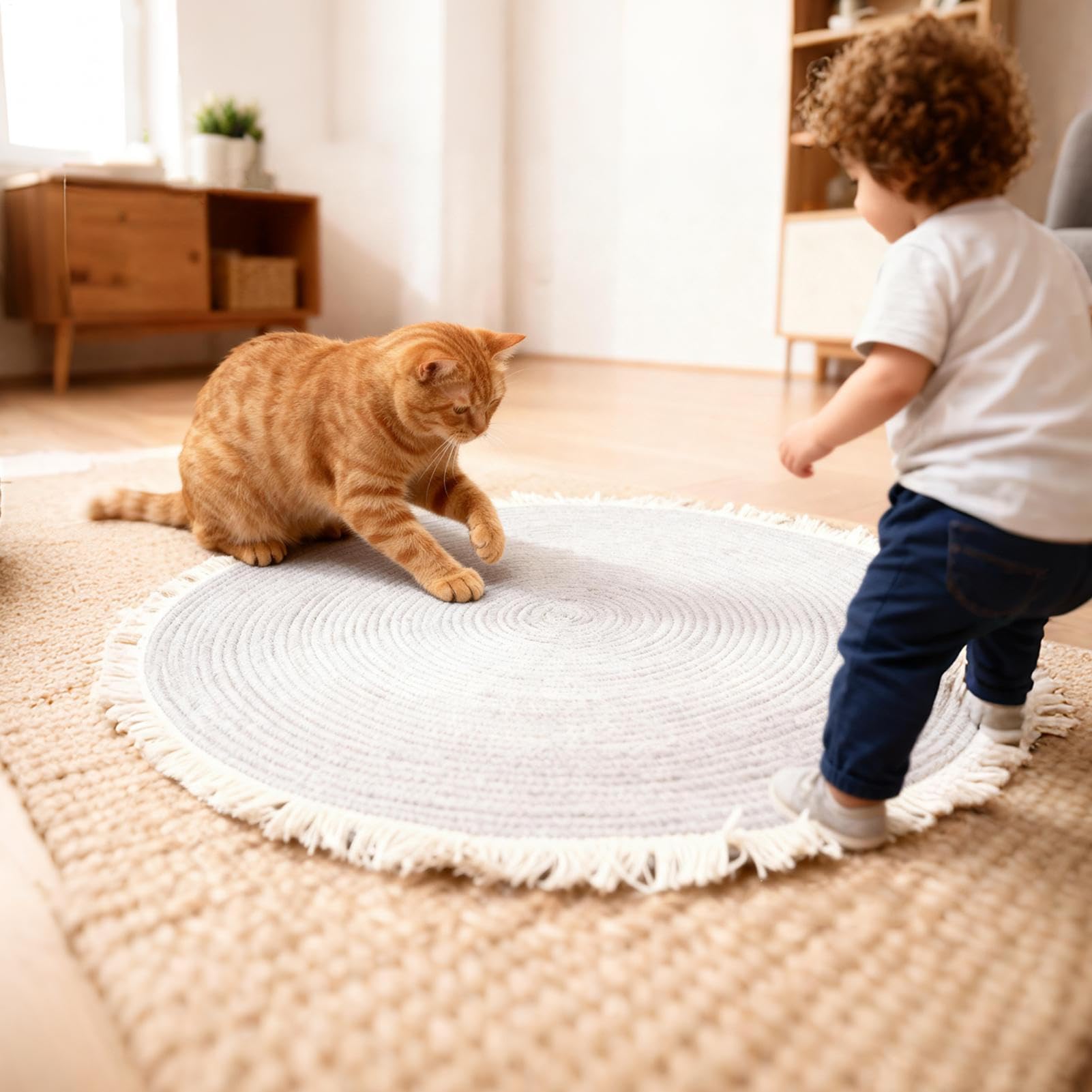 Alfombra para rascar gatos, alfombra de algodón para mesa de café | alfombra de suelo lavable con , para salón, dormitorio, casa, sala de juegos, entrada, apartamento, terraza