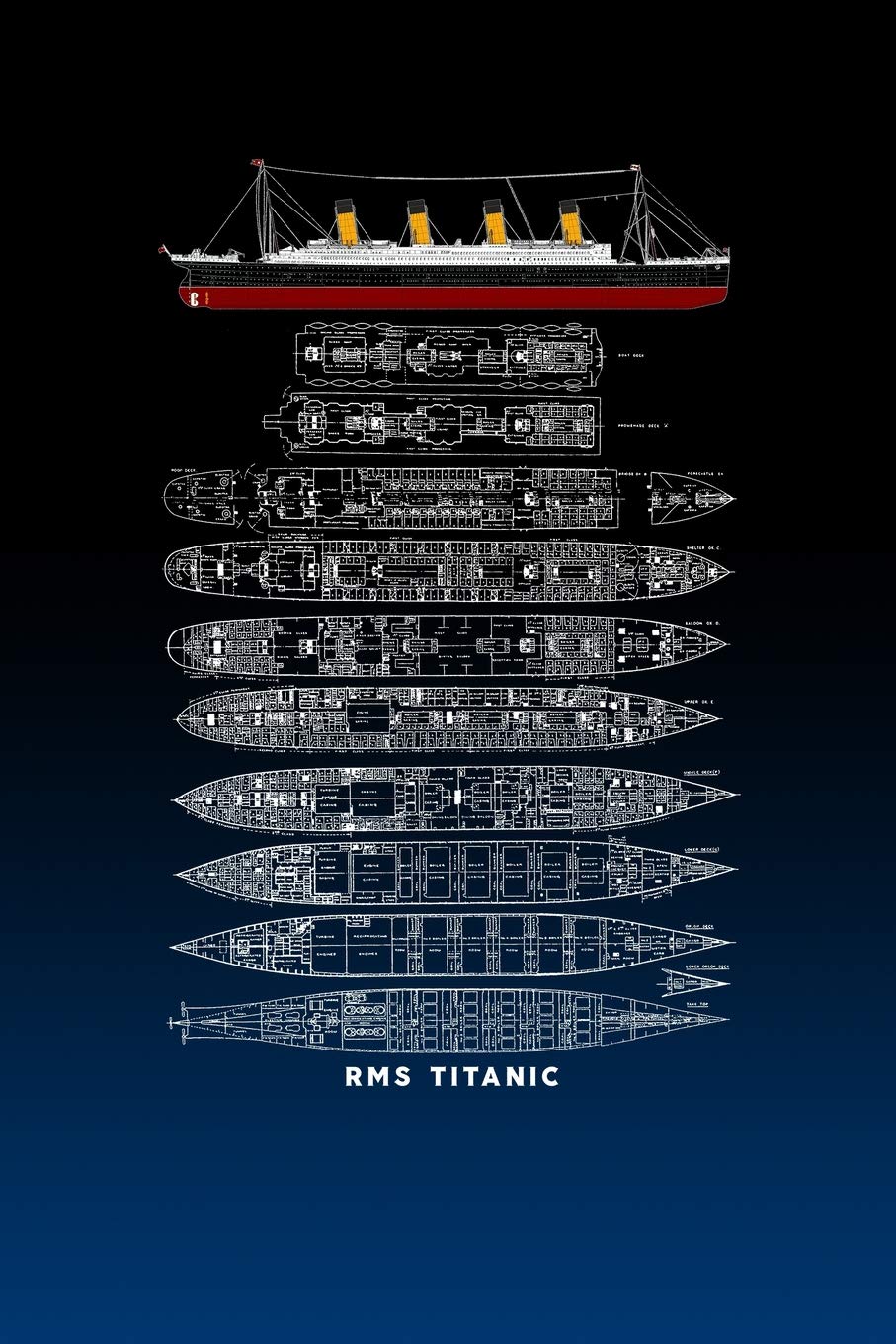 Notebook: RMS Titanic Tragedy 1912 Southampton New York Ship Poster - Blank Lined Journal For College Students Who Loves RMS Titanic Atlantic Ocean Liner - 6x9 inches, 120 pages - Distressed Style