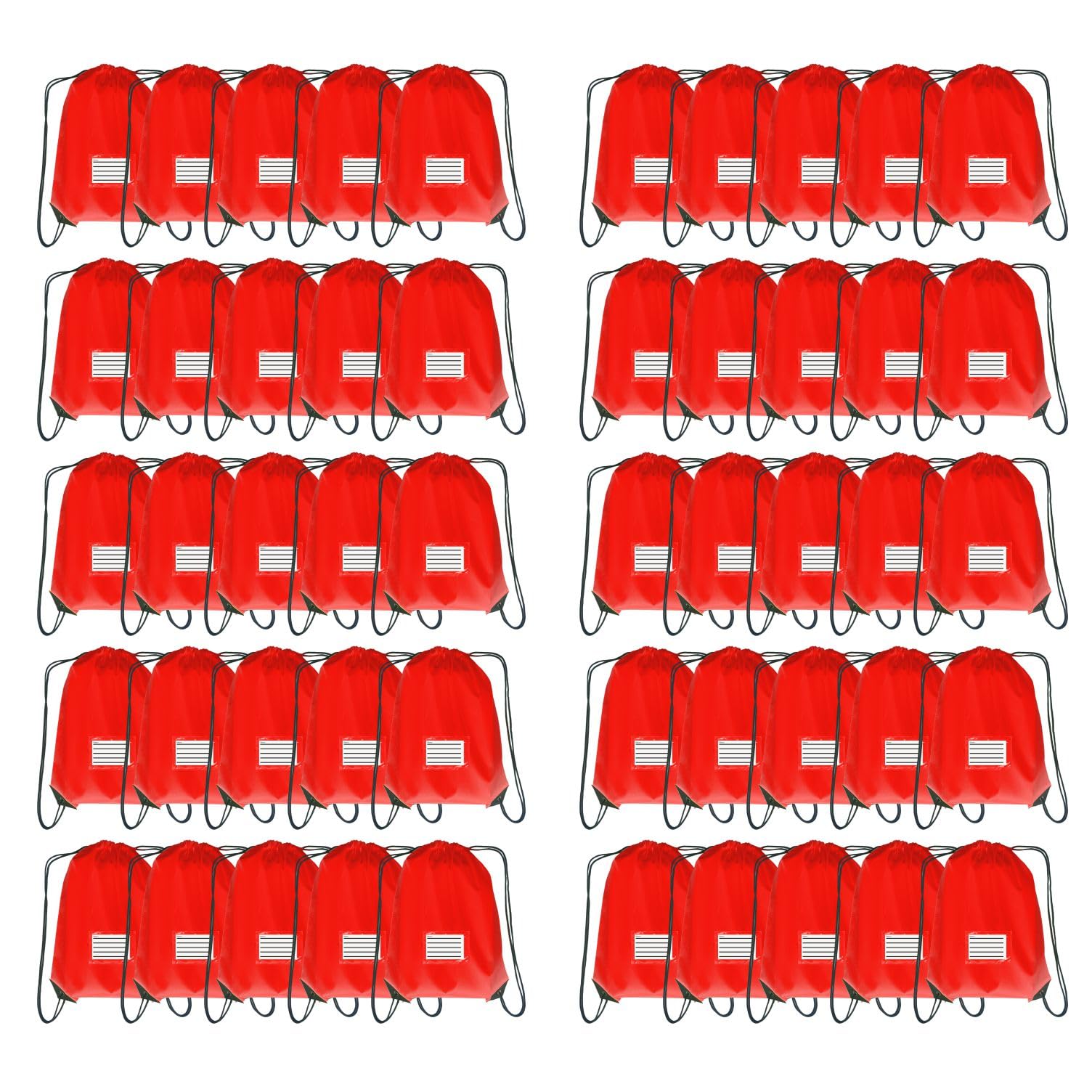 JohahaTim Drawstring Backpack Bulk 50 Packs Draw String Bags for Gym Sports Trip Pedestrianism Cinch Sack DIY for Women Men with Memo Card(red)